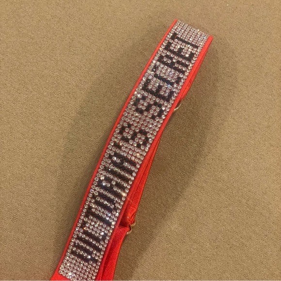 Victoria’s Secret Bling Rhinestone Logo Straps Push Up Bikini Top Red Sz 34B NWT - Picture 2 of 11